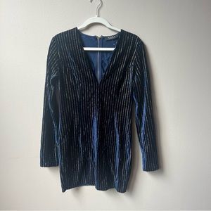 Navy velvet and gold glitter dress